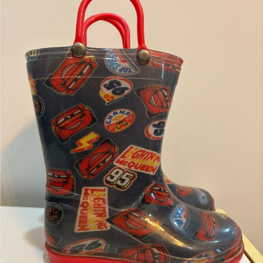 Kids Lightning McQueen Rain Boots - Red and Black-7T